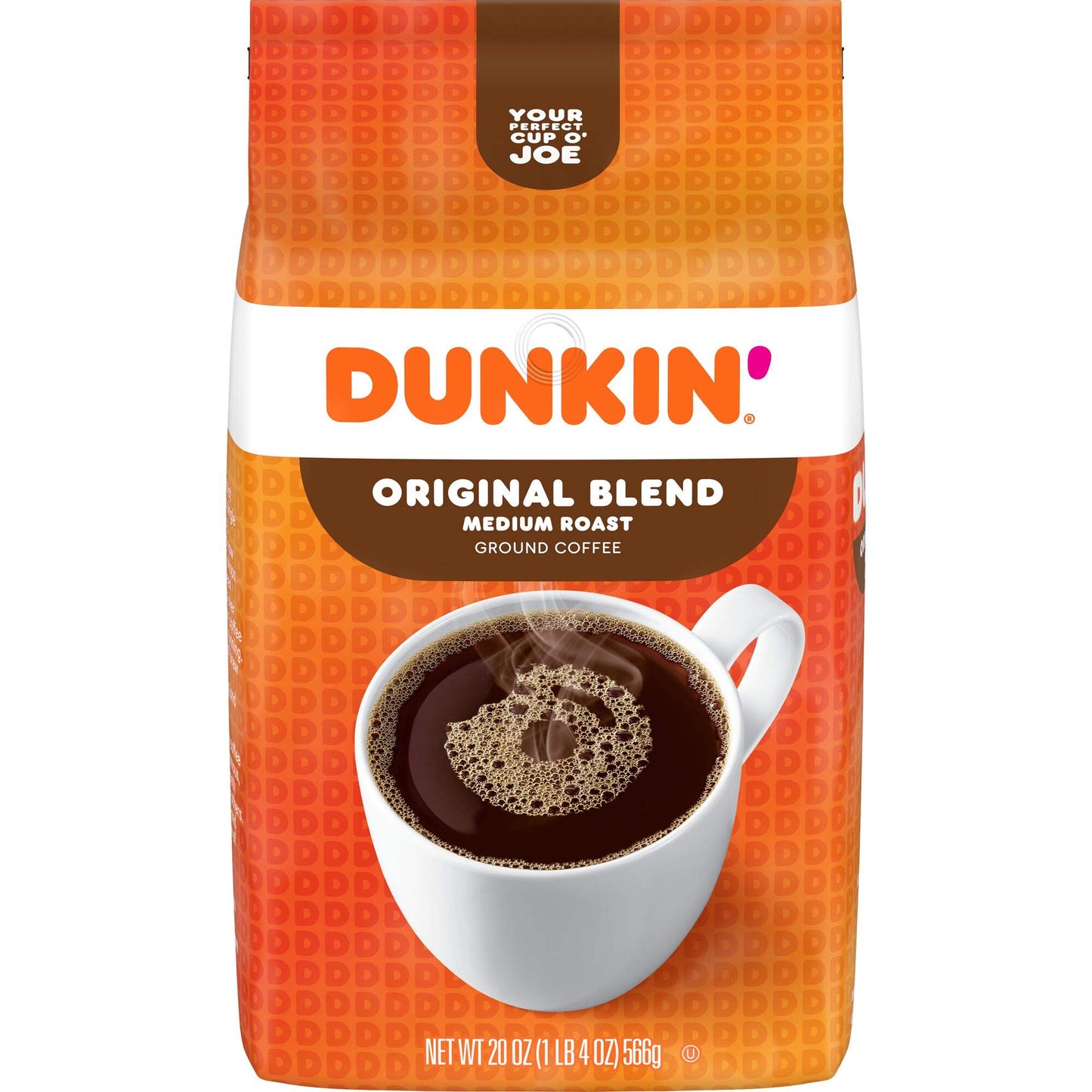 Dunkin Original Blend Medium Roast Ground Coffee, 20 Ounces (Pack of 6)