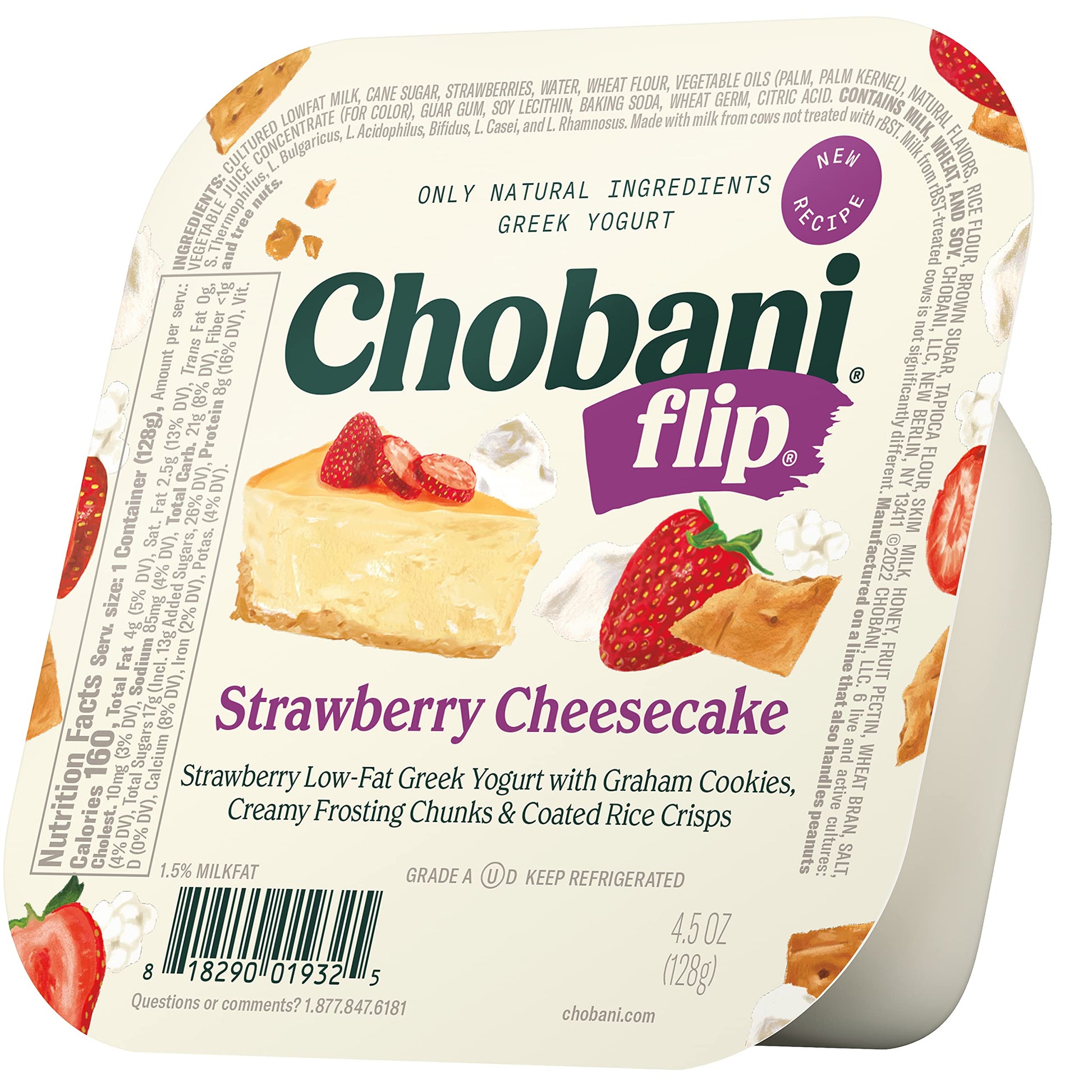 Chobani, Flip, Low-Fat Greek Yogurt Strawberry Cheesecake, 4.5oz