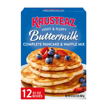 Krusteaz Light Fluffy Pancake Mix No Artificial Flavors Colors Or Preservatives Buttermilk, 32 Ounce (Pack Of 12)