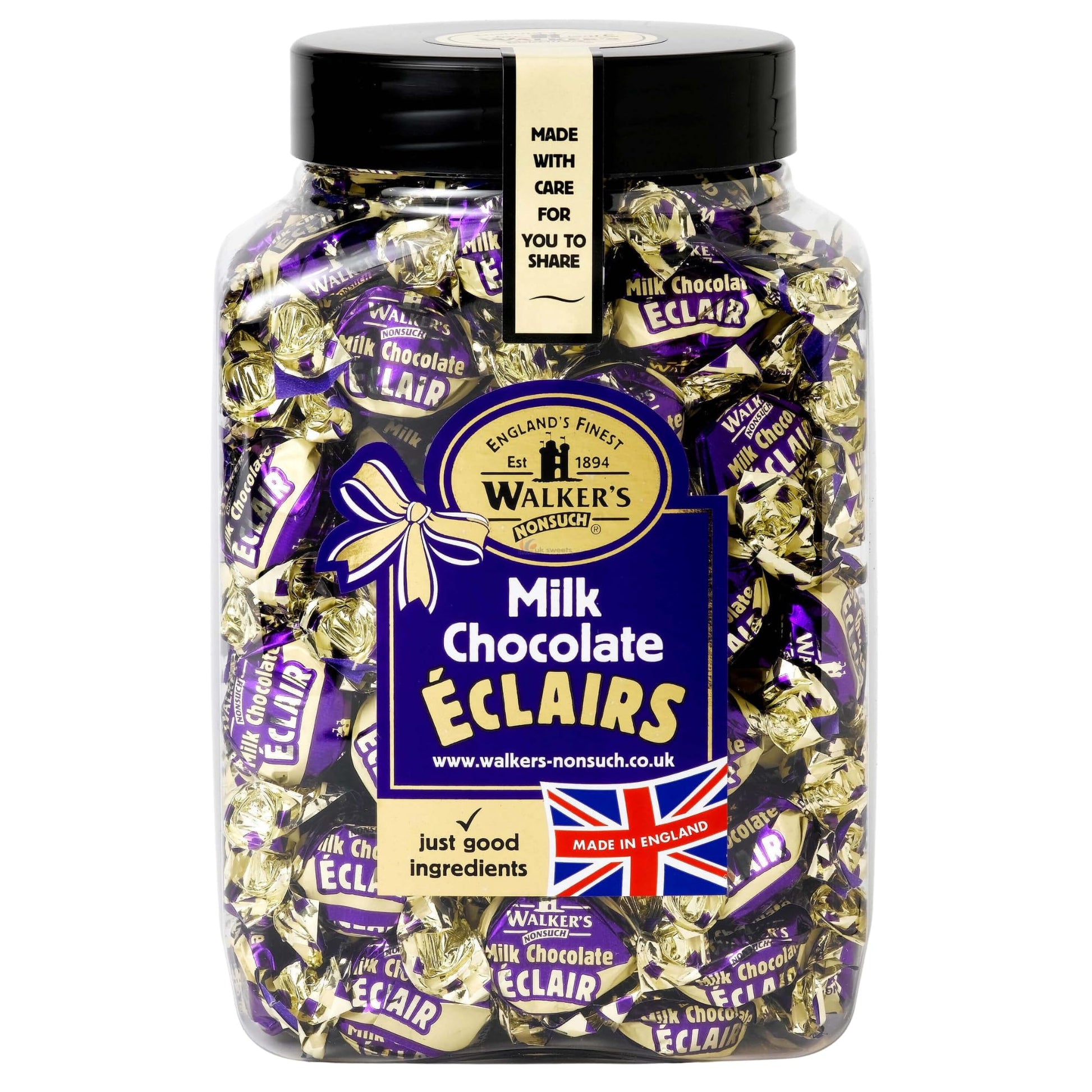 Walkers Nonsuch English Milk Chocolate Toffee Eclairs Jar, Whole Milk & Butter Toffee Sweets – Traditional British Chewy Candy Gift, Gluten Free, Imported from UK, 44.09 oz (1.25 kg)