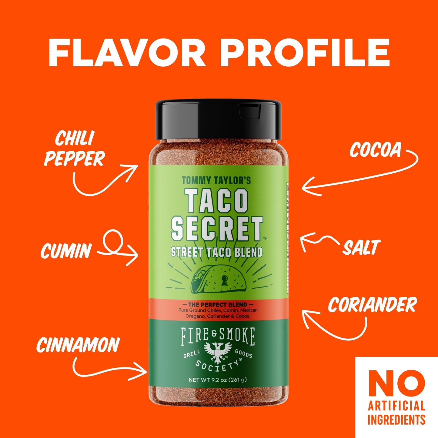 Fire & Smoke Society Taco Seasoning Mix | Fajita & Carnitas Blend | 9.2 oz | MSG Free, Gluten Free, Non-GMO