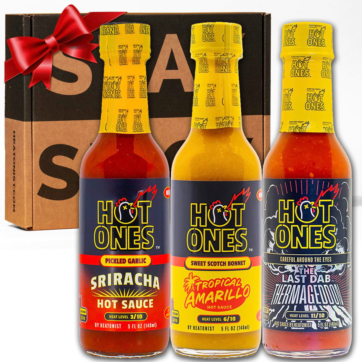 Hot Ones Hot Sauce Challenge Set - Season 28 Trio - Hot Sauces Gift Set - Variety Pack - Made with Natural Ingredients - Unique 