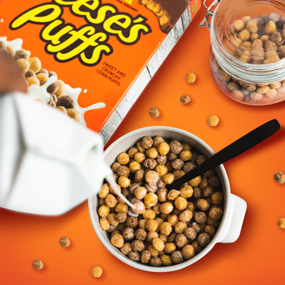 REESES PUFFS Chocolatey Peanut Butter Cereal, Kids Breakfast Cereal, Mega Size, 29 oz