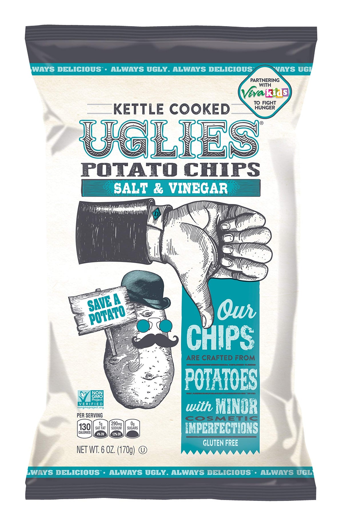 UGLIES SNACKS Original Salt & Vinegar Potato Chips, 6 OZ