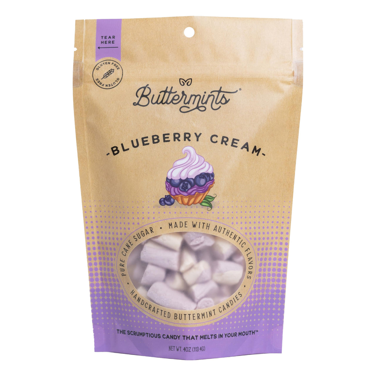 Buttermints Blueberry Cream, Butter Mints Gluten-Free Candy Soft Butter Taste, Unexpectedly Scrumptious (4 Servings)