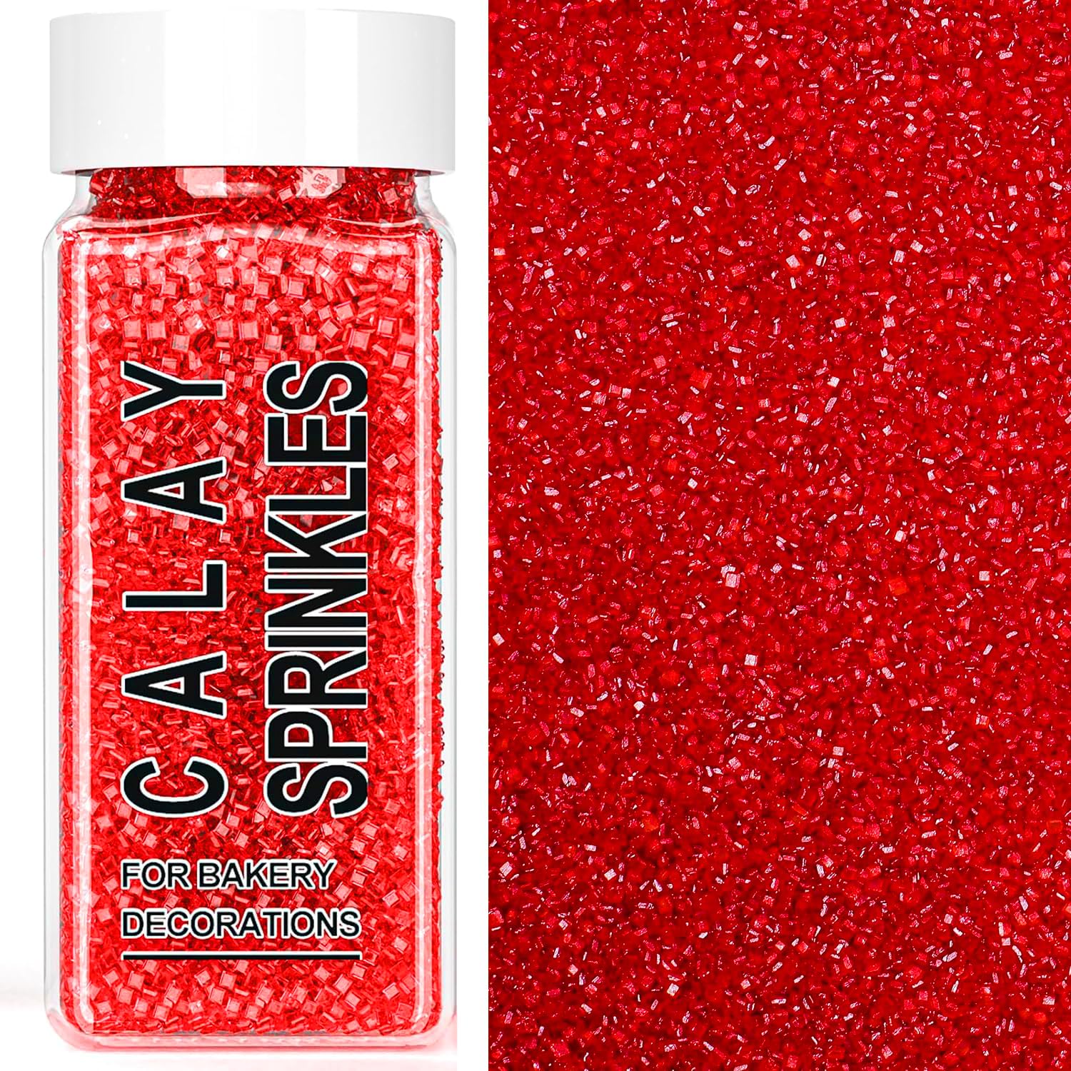 Red Sanding Sugar Sprinkles, 4.6 oz Edible Sparkling Sugar Crystals for Baking Topping, Cupcakes, Cookies, Ice Cream & Cake Deco
