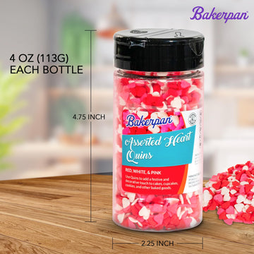 Bakerpan Quins Sprinkles For Cake Decorating - Rainbow Sprinkles 4 Ounces - Rainbow Edible Confetti Sprinkles For Cupcakes, Ice Cream, Cookies, Cakes (Made In Usa)