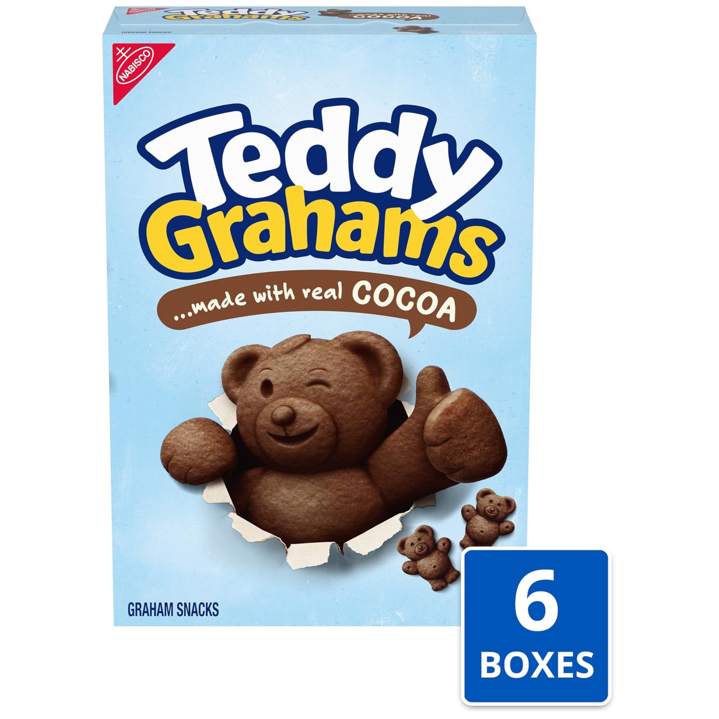 TEDDY GRAHAMS Chocolate Graham Snacks, Bulk Kids Snacks, 6 - 10 oz Boxes