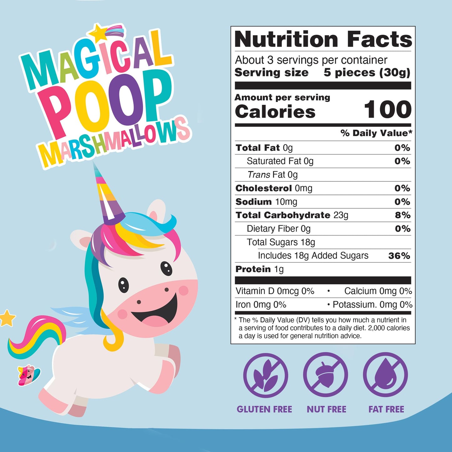 Sophiepops & Gumdrops Rainbow Marshmallow Candy, Non-Fat, Gluten Free, 12-Pack, 3.53oz
