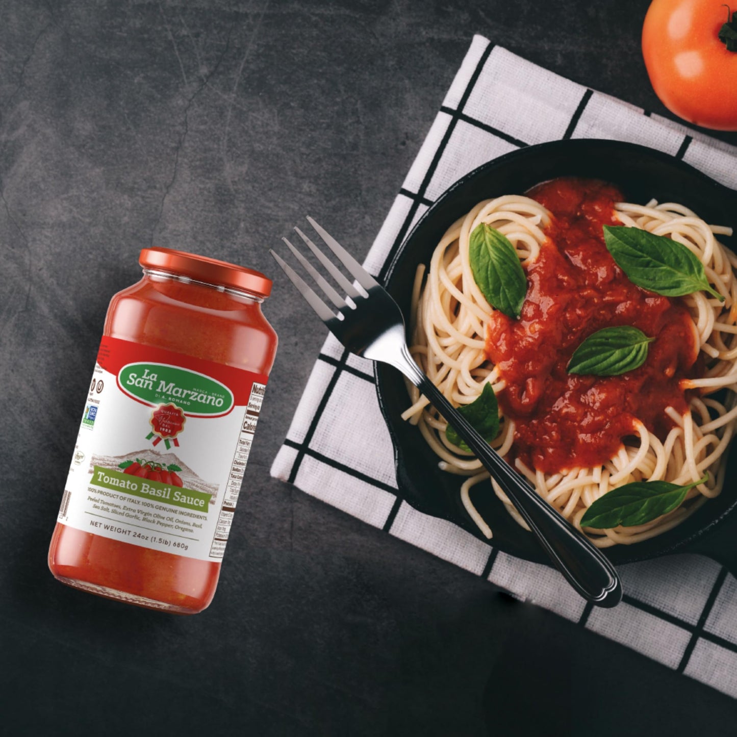 La San Marzano Tomato Basil Sauce, All Natural, Non-GMO, Vegan, Gluten Free, 24 oz (Pack of 6)