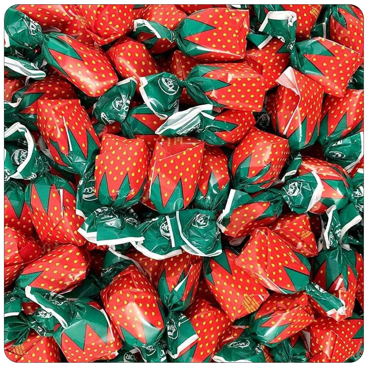 Strawberry Hard Candy Individually Wrapped by Cambie, 4 lbs of Halloween Candy Bulk with a Deliciously Sweet Hard Exterior with 