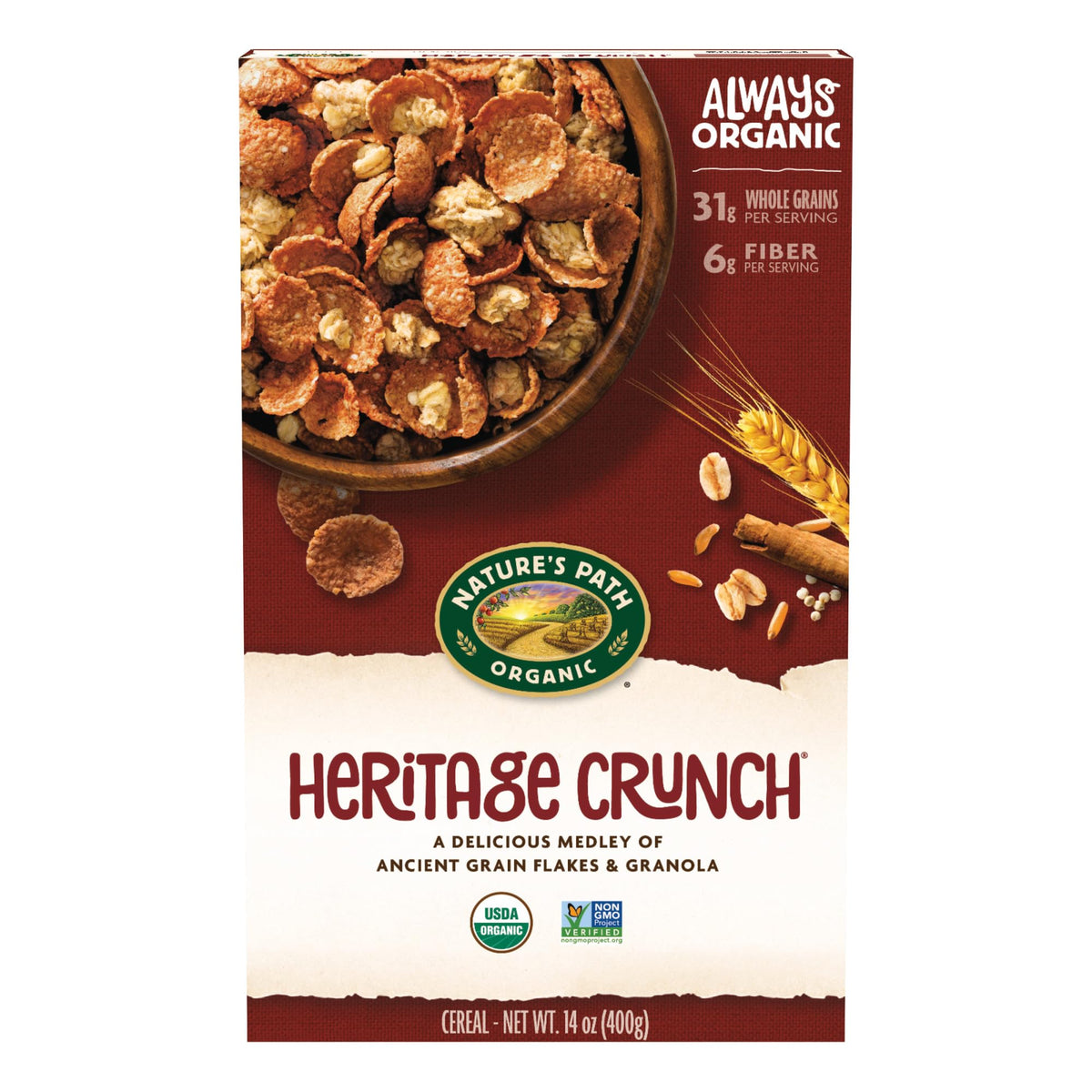 Nature'S Path Organic Heritage Crunch Cereal, 14 Oz (Pack Of 1), Non-Gmo