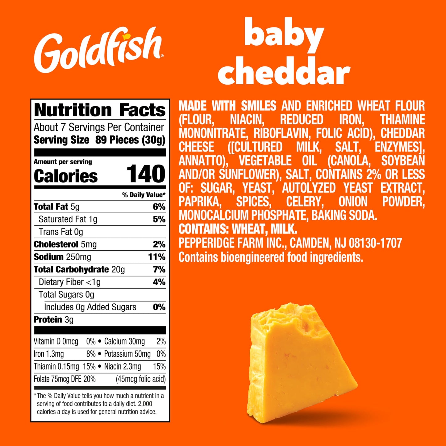 Goldfish Baby Cheddar Cheese Crackers, 7.2 Oz Bag