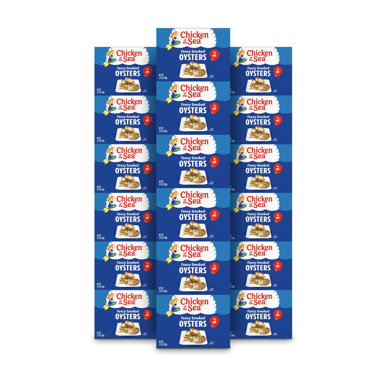Chicken of the Sea Smoked Oysters in Oil, Canned, 3.75-Ounce Cans, Pack of 18