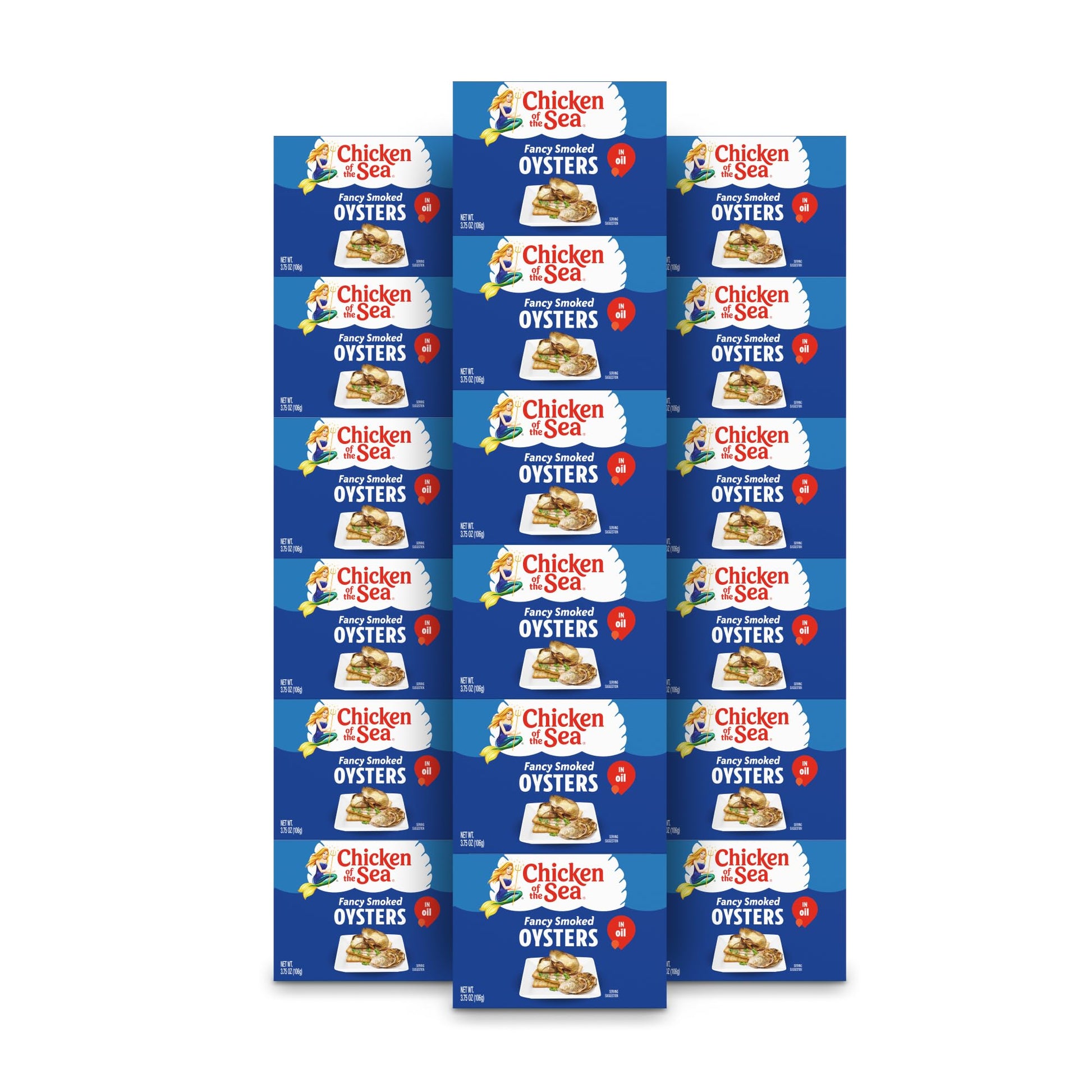 Chicken of the Sea Smoked Oysters in Oil, Canned, 3.75-Ounce Cans, Pack of 18