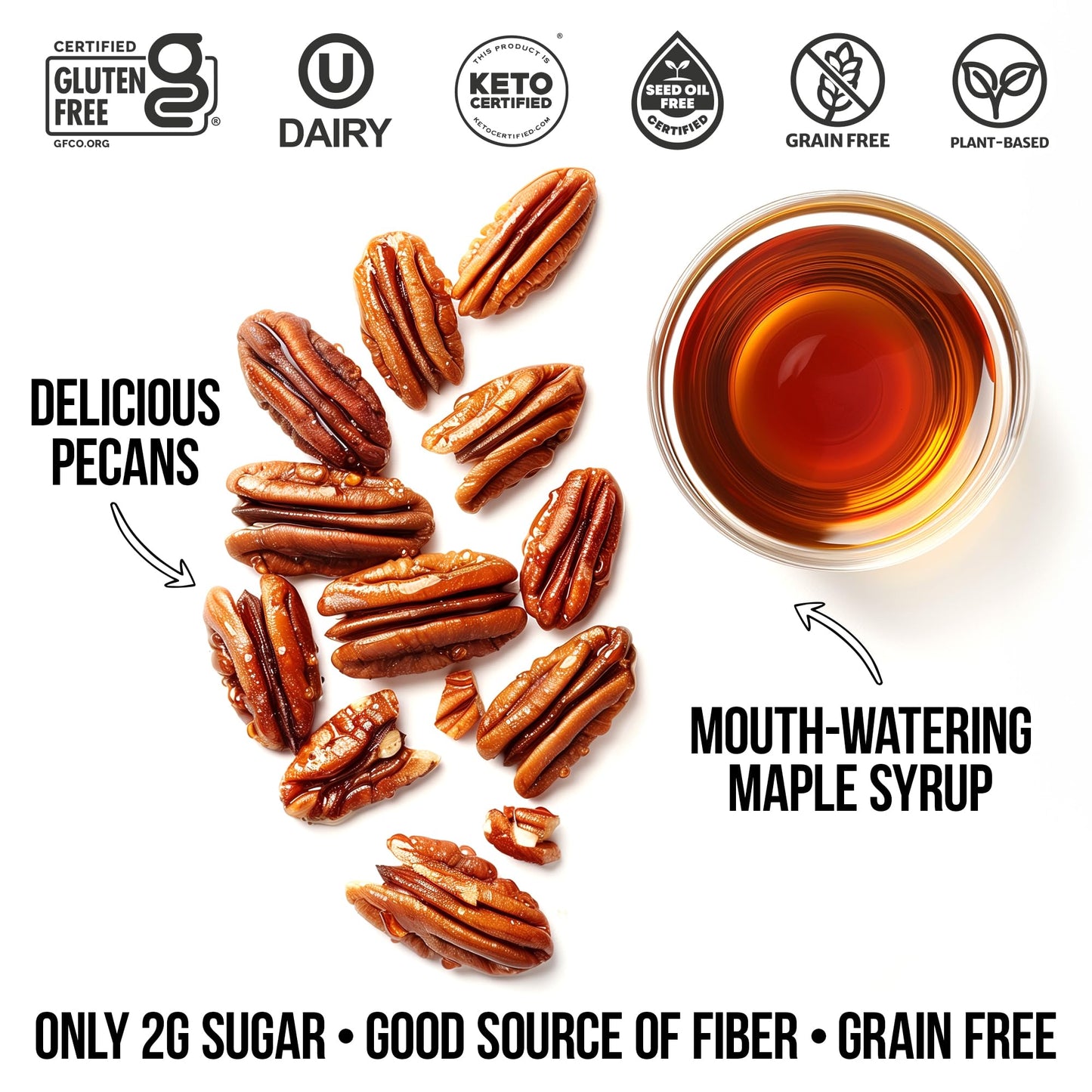 THE GRANOLA BAKERY Keto Nuts, Maple Pecan, No Added Sugar, Gluten Free, 8oz Resealable Bag