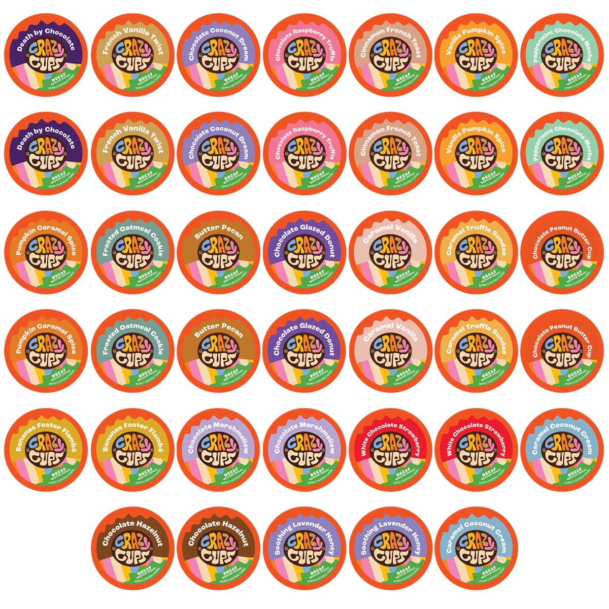 Crazy Cups Decaf Coffee Variety Pack for Keurig K-Cups, 40 Count
