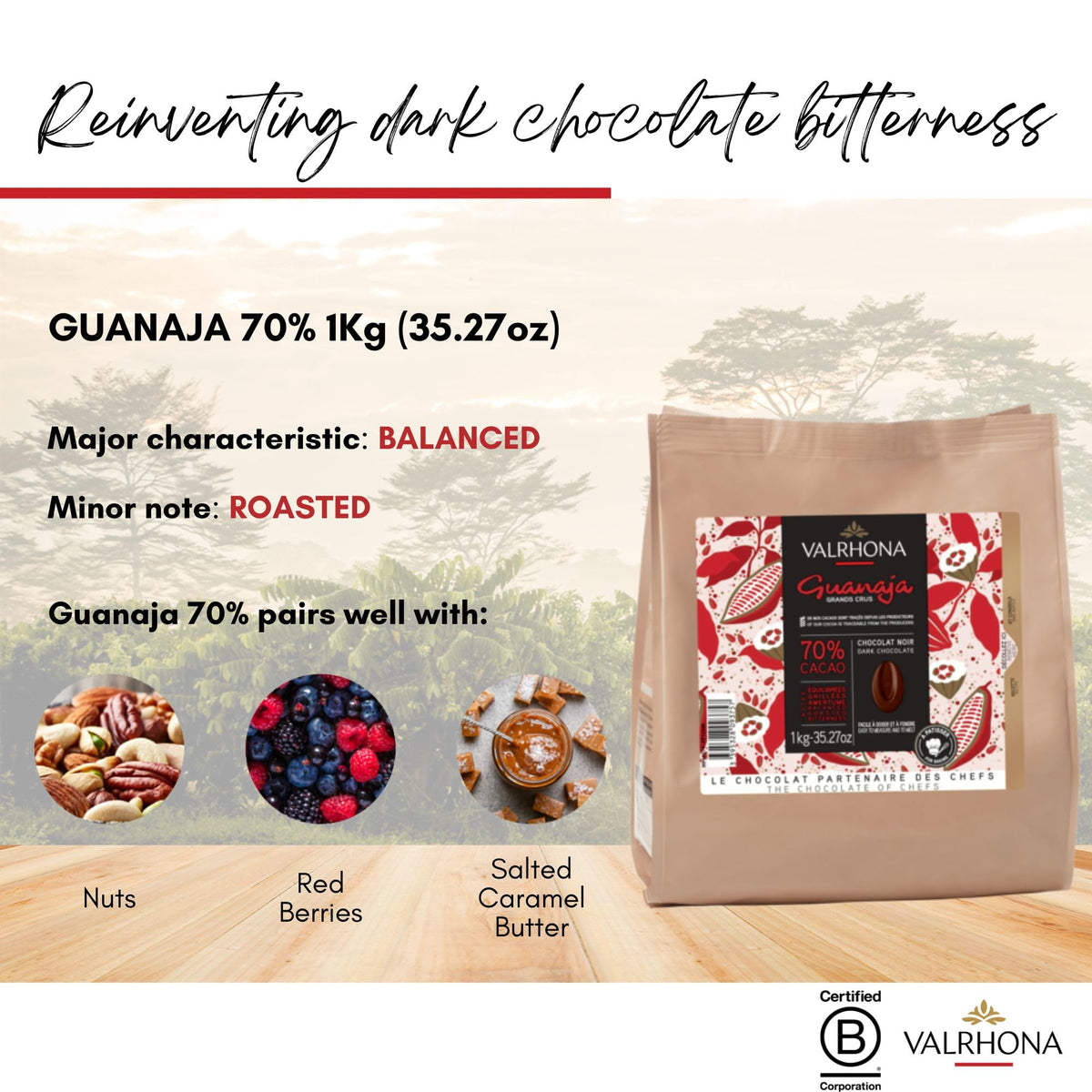 VALRHONA Dark Chocolate Discs, 70% Cacao, Easy Melt, 1kg Pack