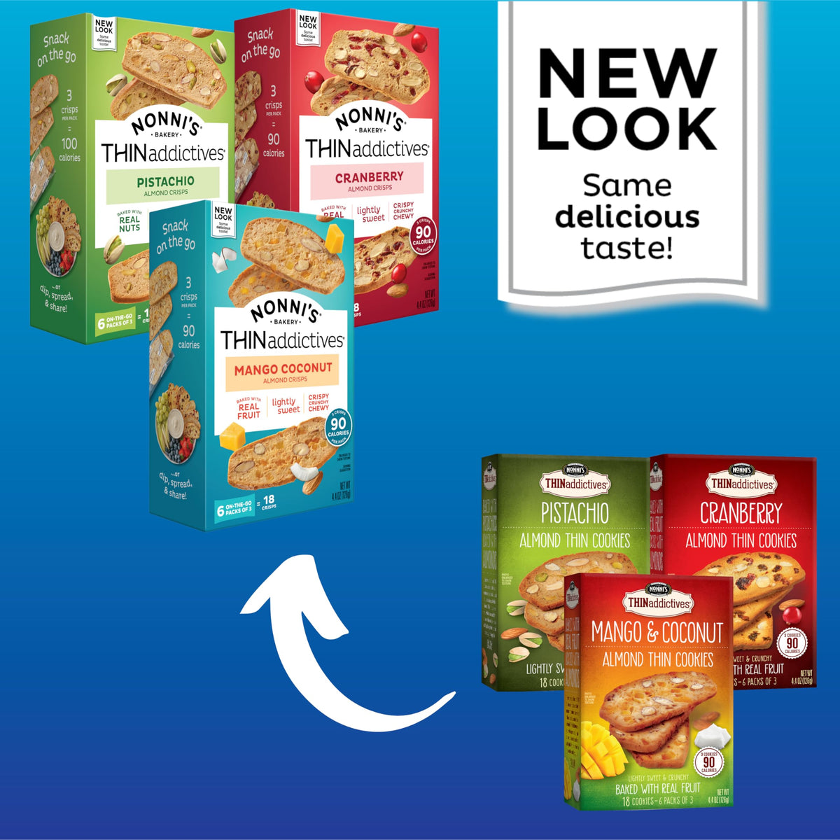 Thinaddictives Variety 3 Pack - 3 Flavors W/ 18 Cookies Per Box - Sweet & Crunchy Almond Cookie Thins - Biscotti Italian Cookies