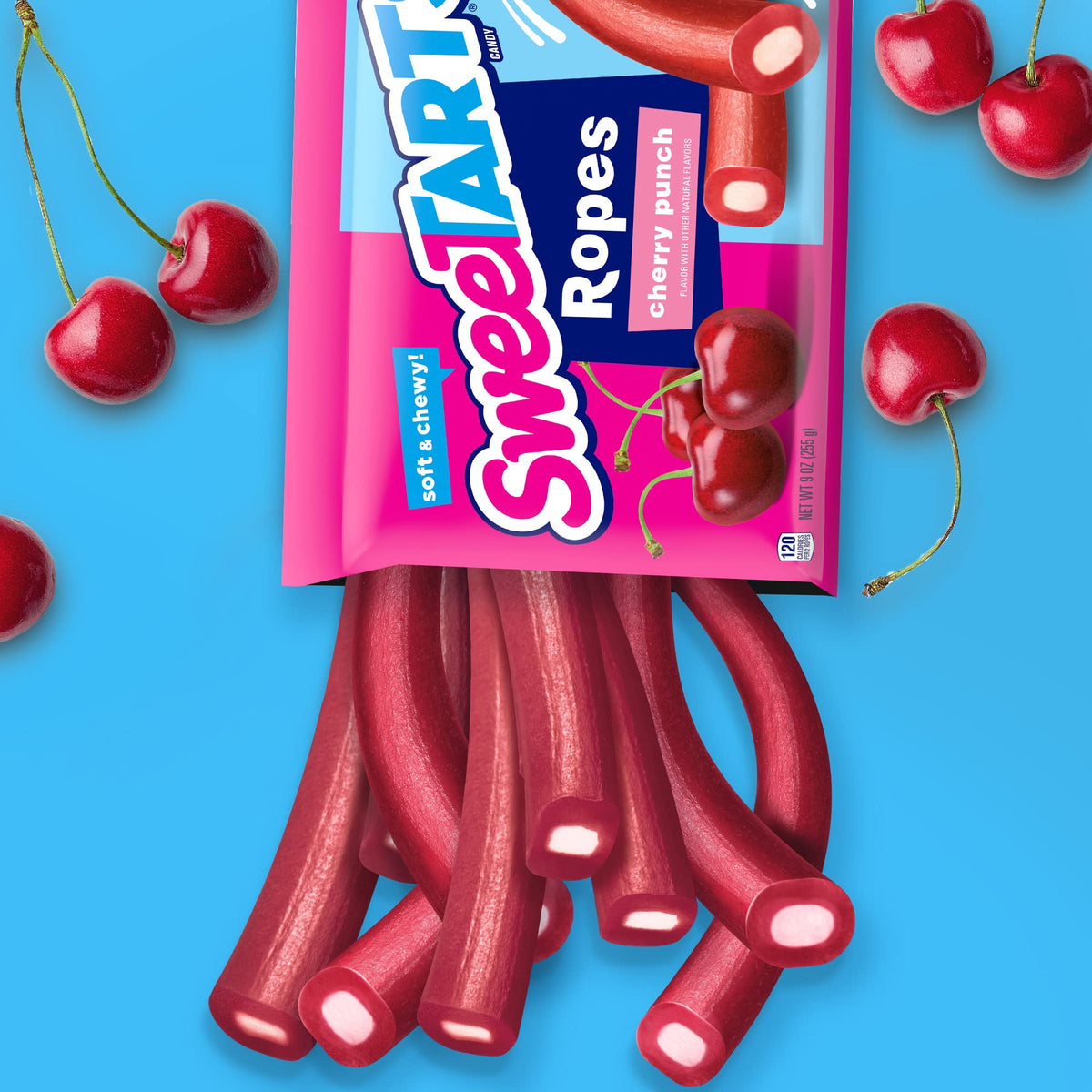 SweeTARTS Soft & Chewy Ropes, Summer Candy, Cherry Punch, 9 Ounce (Pack of 3)