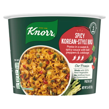 Knorr Pasta Cup Spicy Korean-Style Bbq 8 Ct For A Quick And Easy Meal Made With 100% Real Vegetables & No Artificial Flavors Or Preservatives, 2.6 Oz