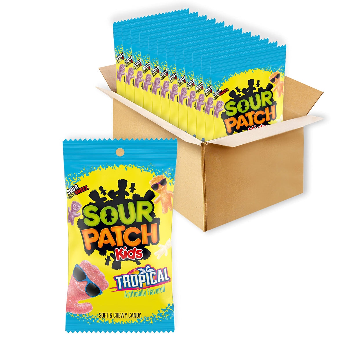 SOUR PATCH KIDS Tropical Soft & Chewy Candy, Bulk Candy, 12-8 oz Bags