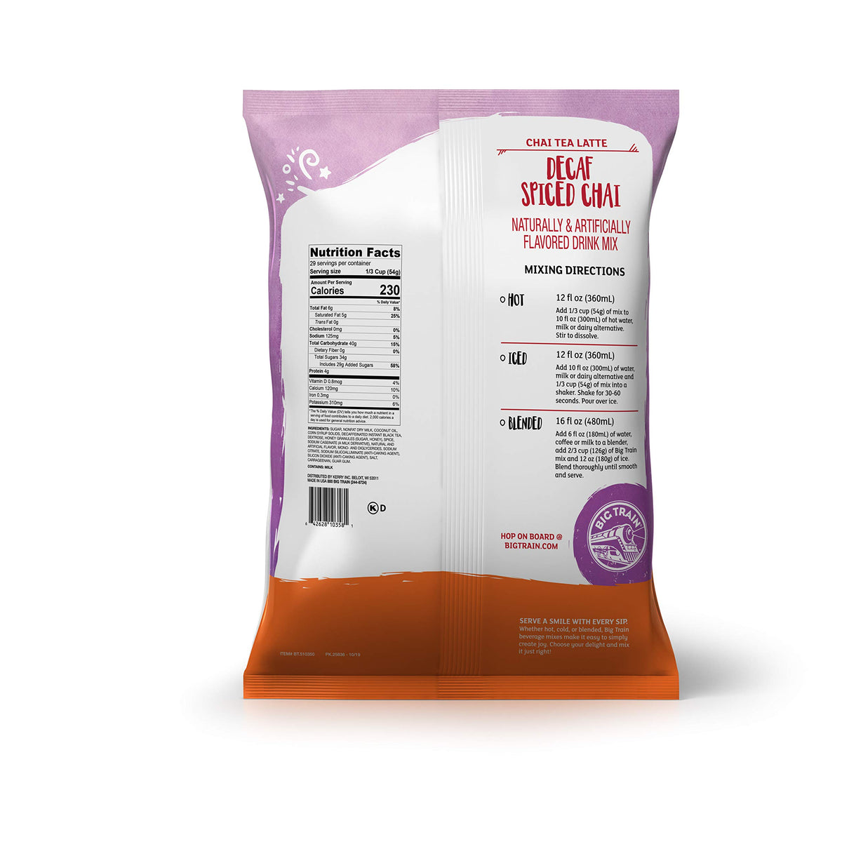 Big Train Decaf Spiced Chai Tea Latte Beverage Mix, 3.5 Pound (Pack Of 1)