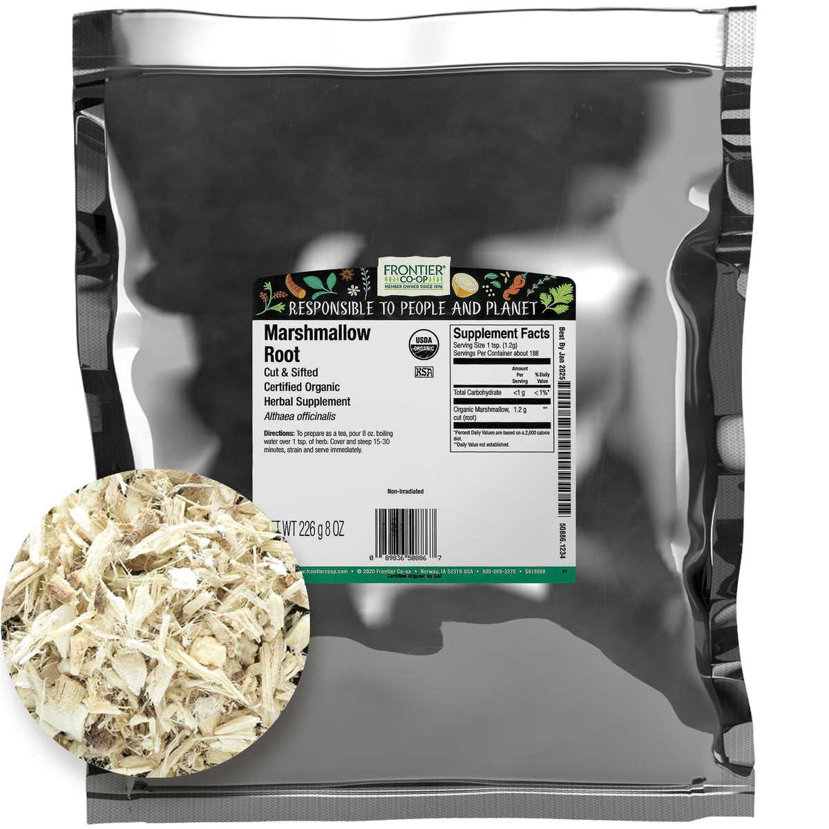 Frontier Co-op Organic Cut & Sifted Marshmallow Root, 16 Ounce (Pack of 3)