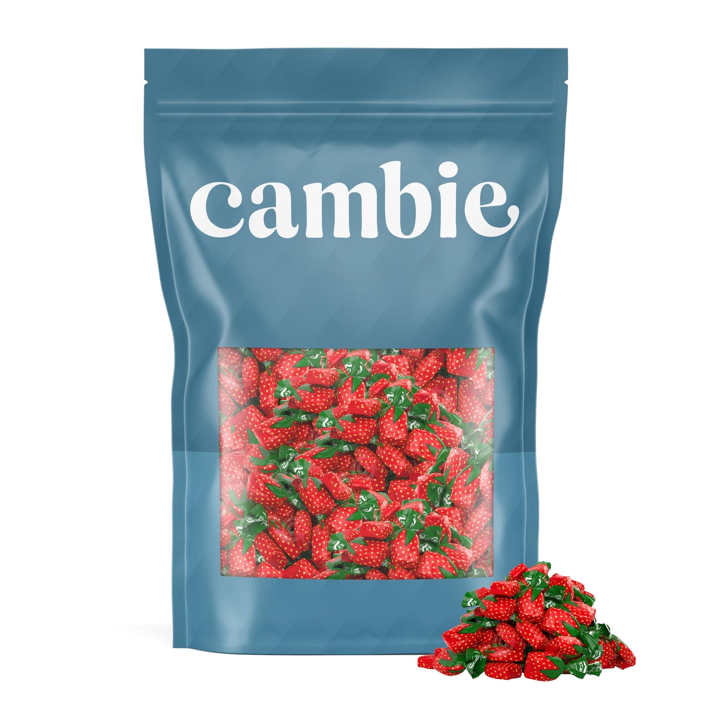 Strawberry Hard Candy Individually Wrapped by Cambie, 4 lbs of Halloween Candy Bulk with a Deliciously Sweet Hard Exterior with