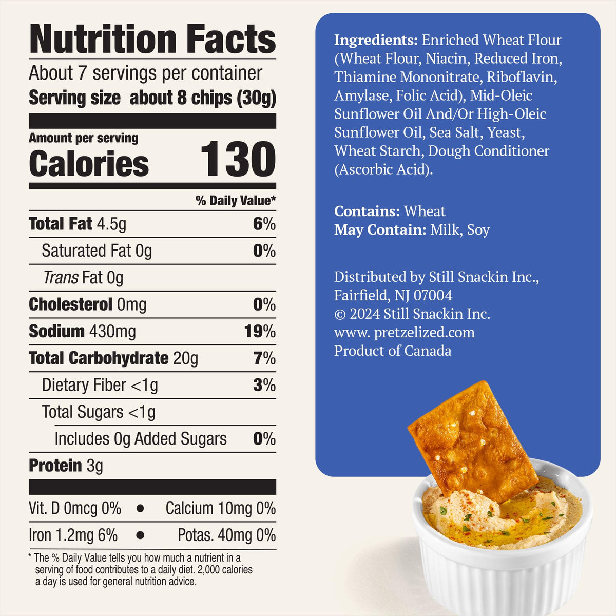 PRETZELIZED Snacks Pretzel Pita Chips Variety Pack - Sea Salt, Everything, Buffalo - 12 Pack, 7 Ounce Each