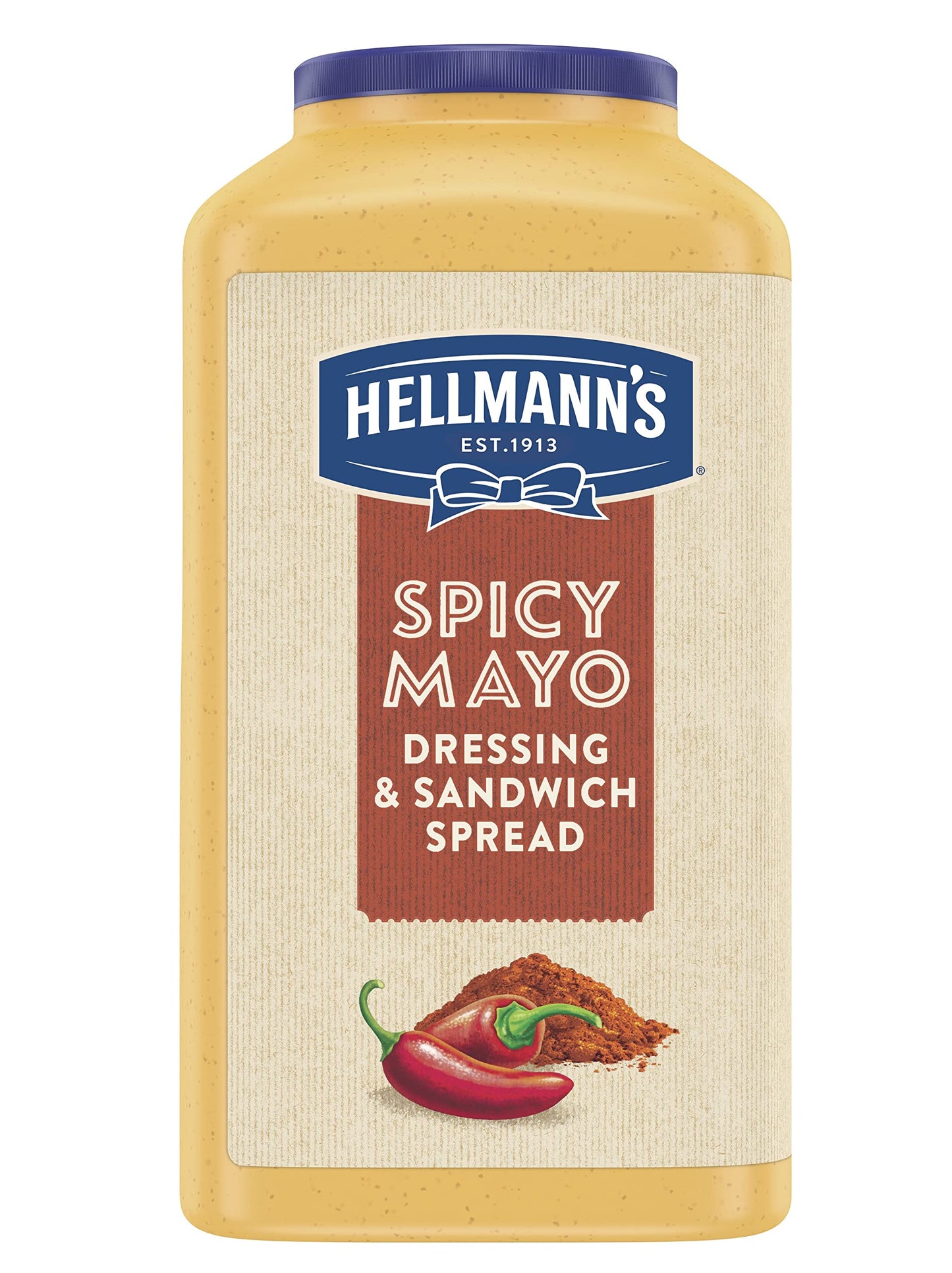 HELLMANNS Spicy Mayonnaise, 1 Gallon Jar, Made with 100% Cage Free Eggs, Gluten Free, Vegetarian, Kosher, 128 oz