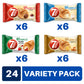7Days Soft Croissant Variety Pack (24 Count), 6 Chocolate, 6 Vanilla, 6 Strawberry Vanilla, 6 Caramel, Breakfast Pastry, Individ