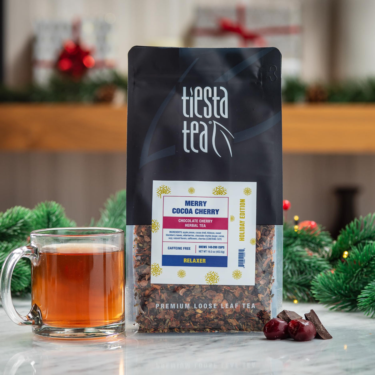 Tiesta Tea - Merry Cocoa Cherry | Chocolate Cherry Herbal Tea | Premium Loose Leaf Tea Blend | Non Caffeinated Holiday Teas | Ma