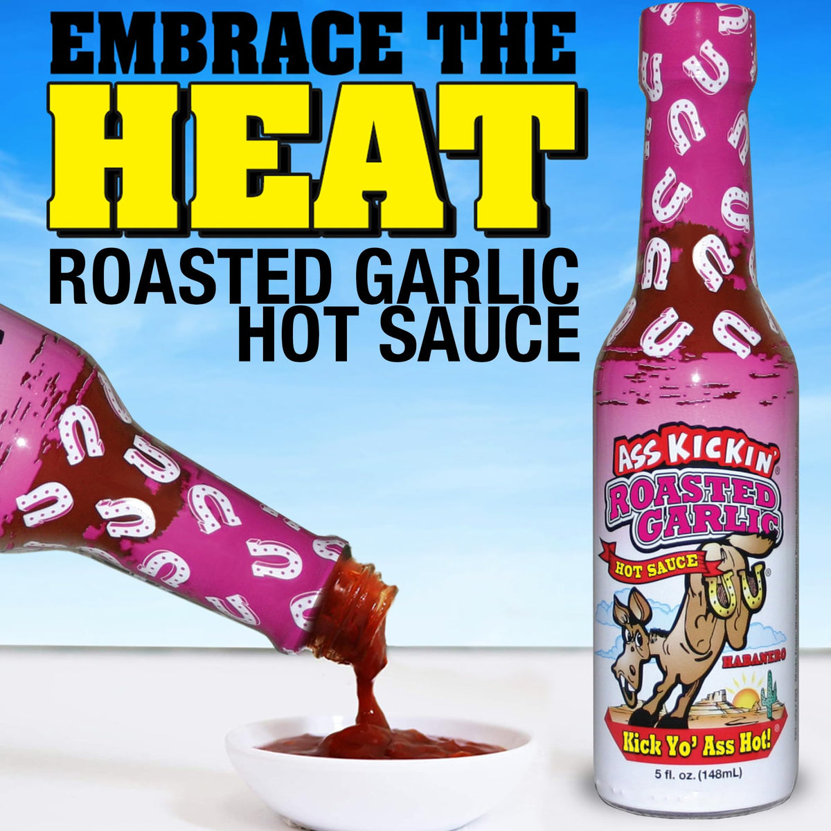 Kickin ' Roasted Garlic Hot Sauce - 5 oz - Try if you dare - Perfect Gourmet Gift for the Hot Sauce Fan