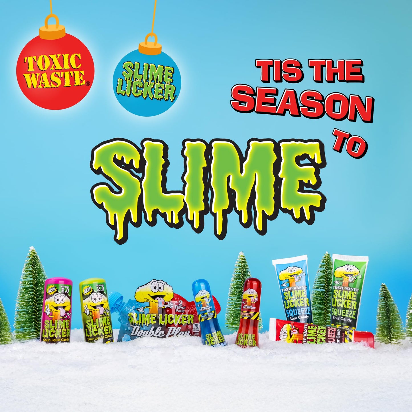 TOXIC WASTE - Slime Licker Squeeze - Sour Squeeze Slime Candy - Green Apple, Blue Razz, & Cherry Flavors - 2.47 oz. Tubes - 3 Pa