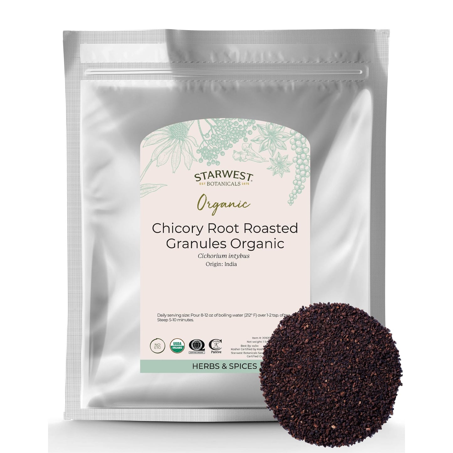 Starwest Botanicals Chicory Root Roasted Granules Organic 1 lb