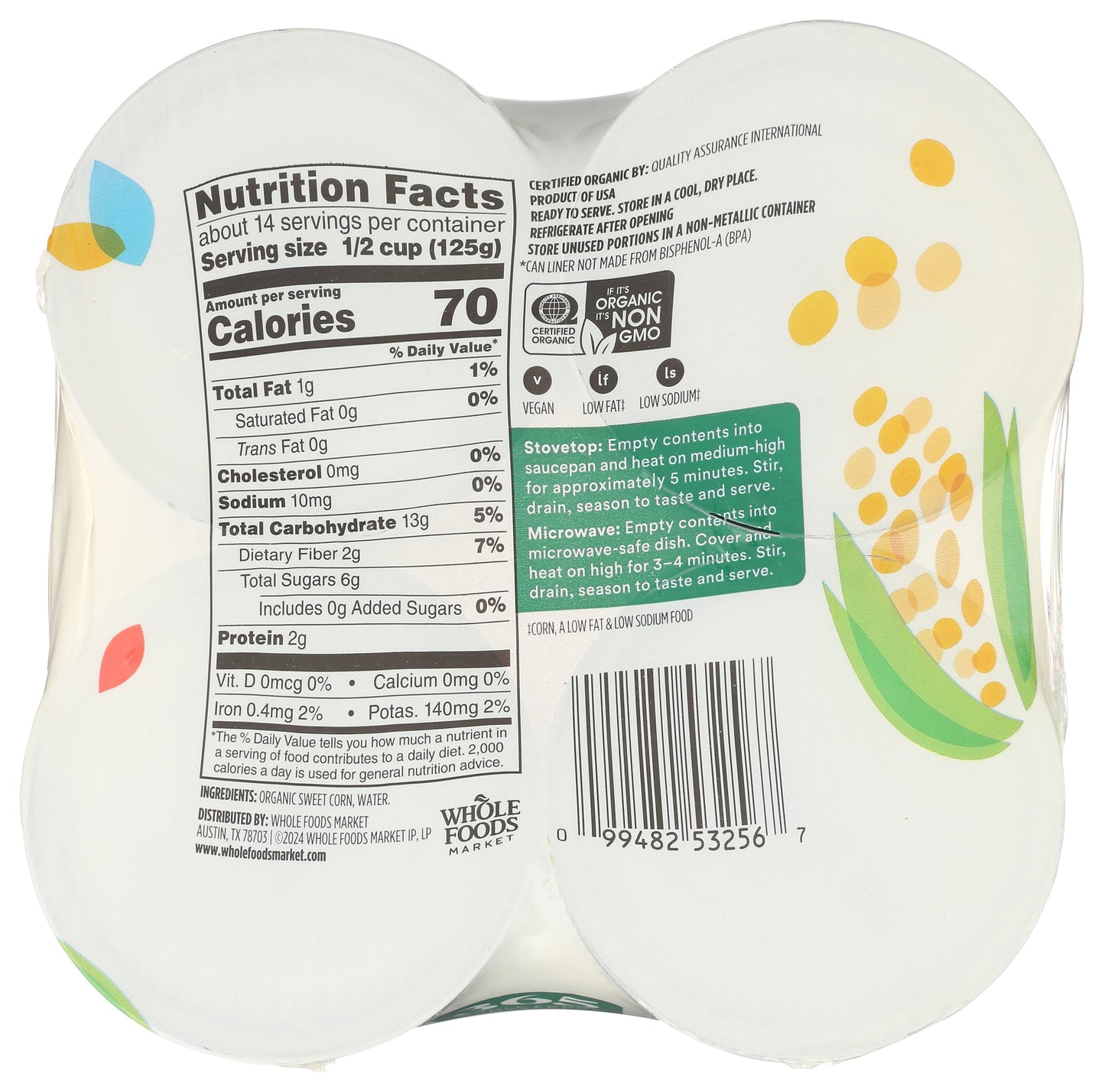 365 by Whole Foods Market  Organic Corn  No Salt Added  15.25 Ounce  4 Pack