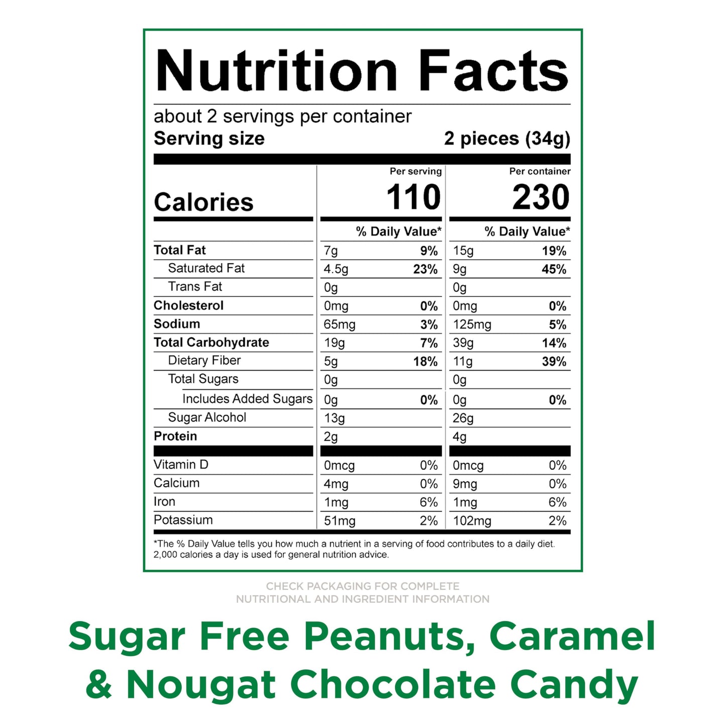 RUSSELL STOVER Sugar Free Peanut, Caramel & Nougat Chocolate Candy, 2.4 oz. bag (Pack of 10)