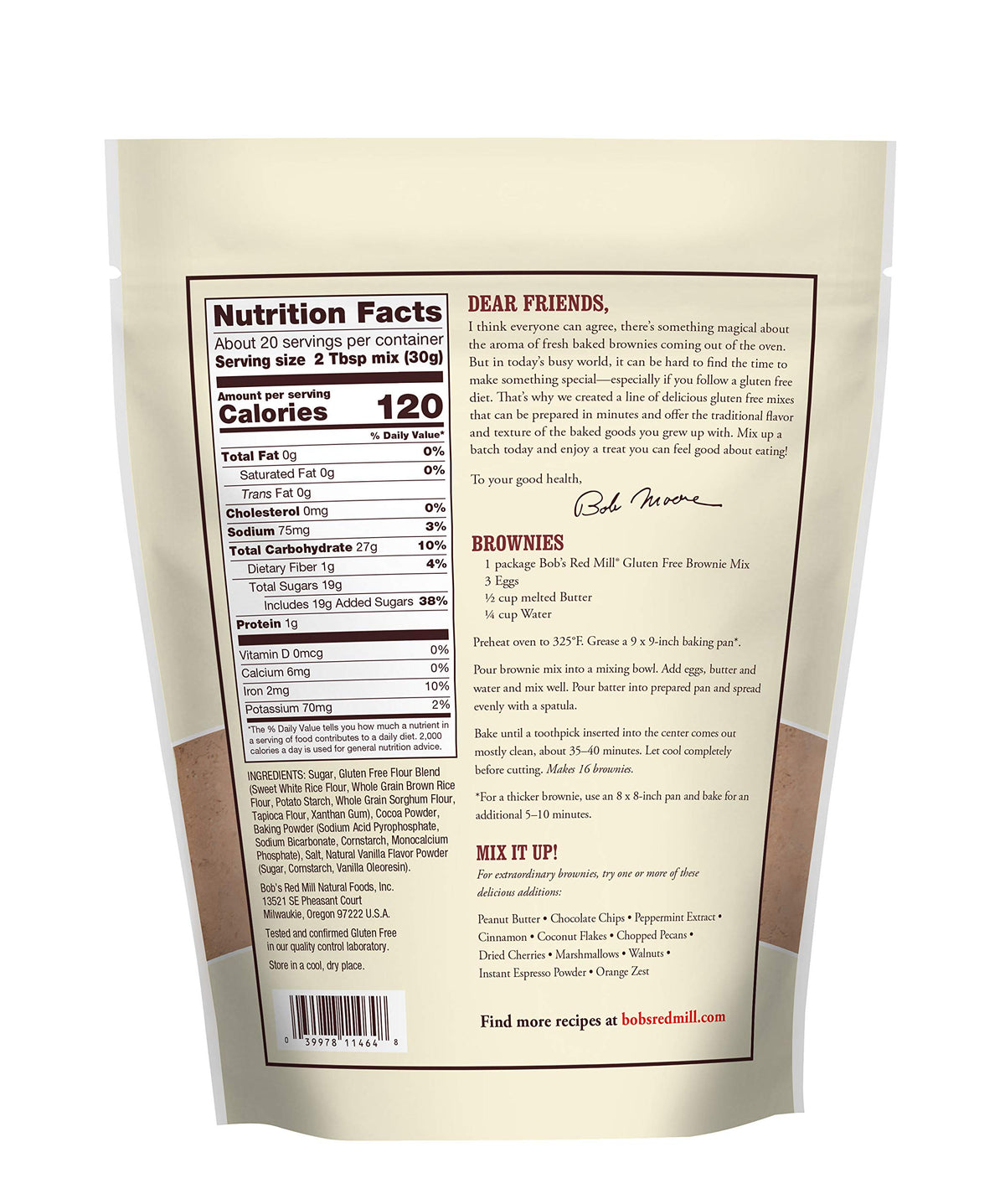 Bobs Red Mill Gluten Free Brownie Mix - 21 Oz Bag - Kosher - Model DRBG38343