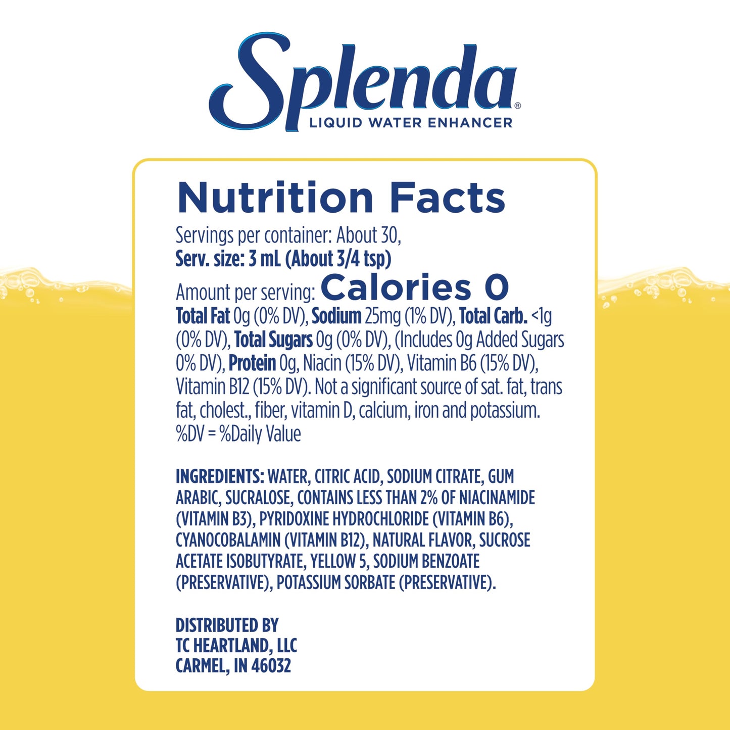 SPLENDA Liquid Water Enhancer Drops, Sugar Free, Zero Calorie, Lemonade, 3.11 Fl Oz Each Bottle, Pack of 2