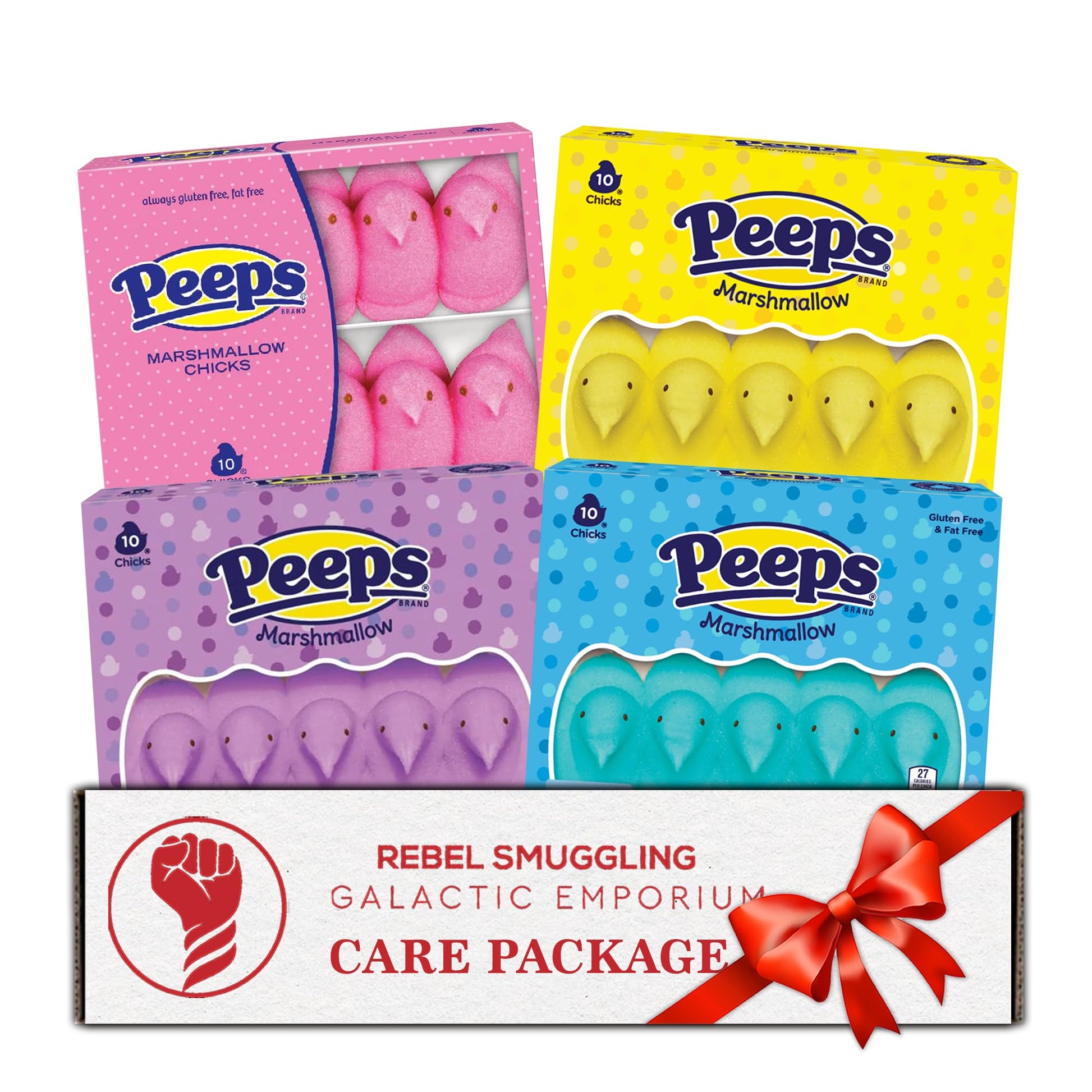 Easter Marshmallow Candy Variety 4 Pack (40 Chicks Total) Care Package Gift Basket By Rebel Smuggling Galactic Emporium