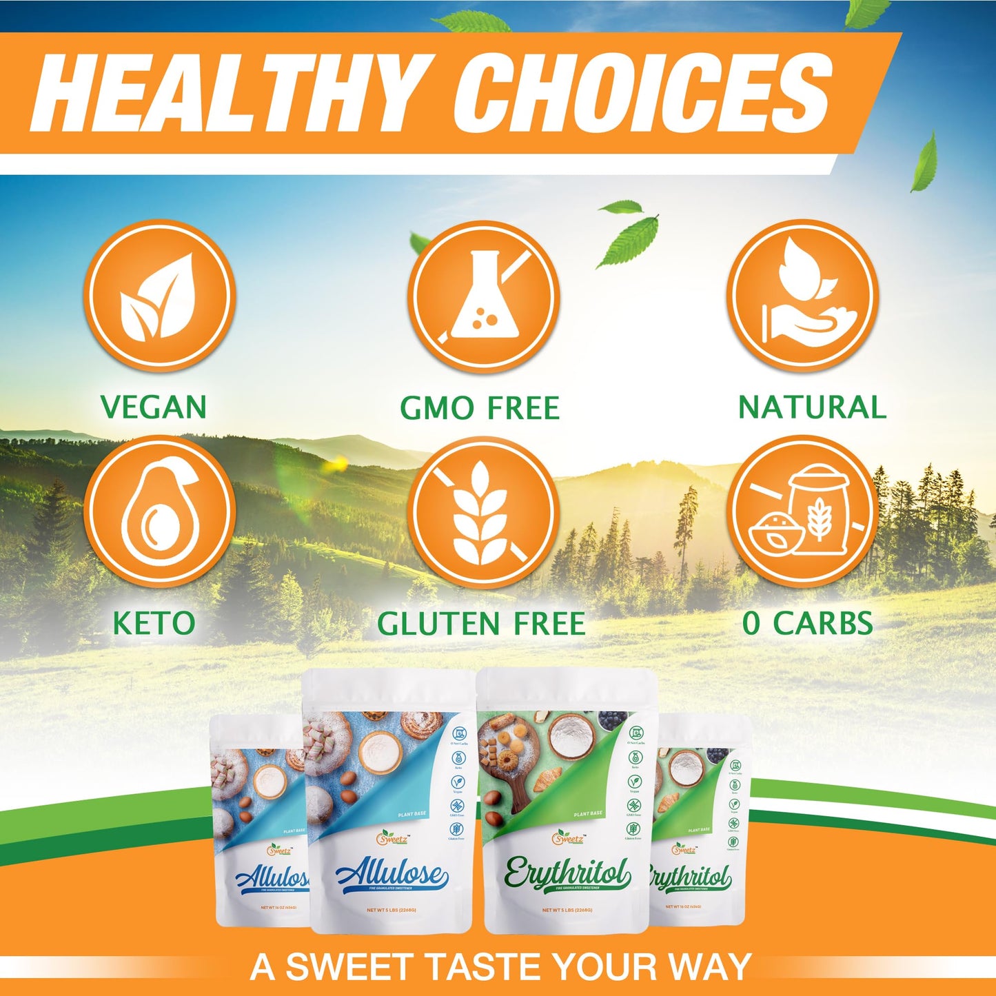 G-Sweetz Allulose & Erythritol Sweeteners, Sugar-Free, Low Carb, 48 Ounce (Pack of 1)