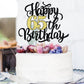 Leetaivie 65th Birthday Cake Topper - Black Gold Glitter, Paper Material, 002 Model