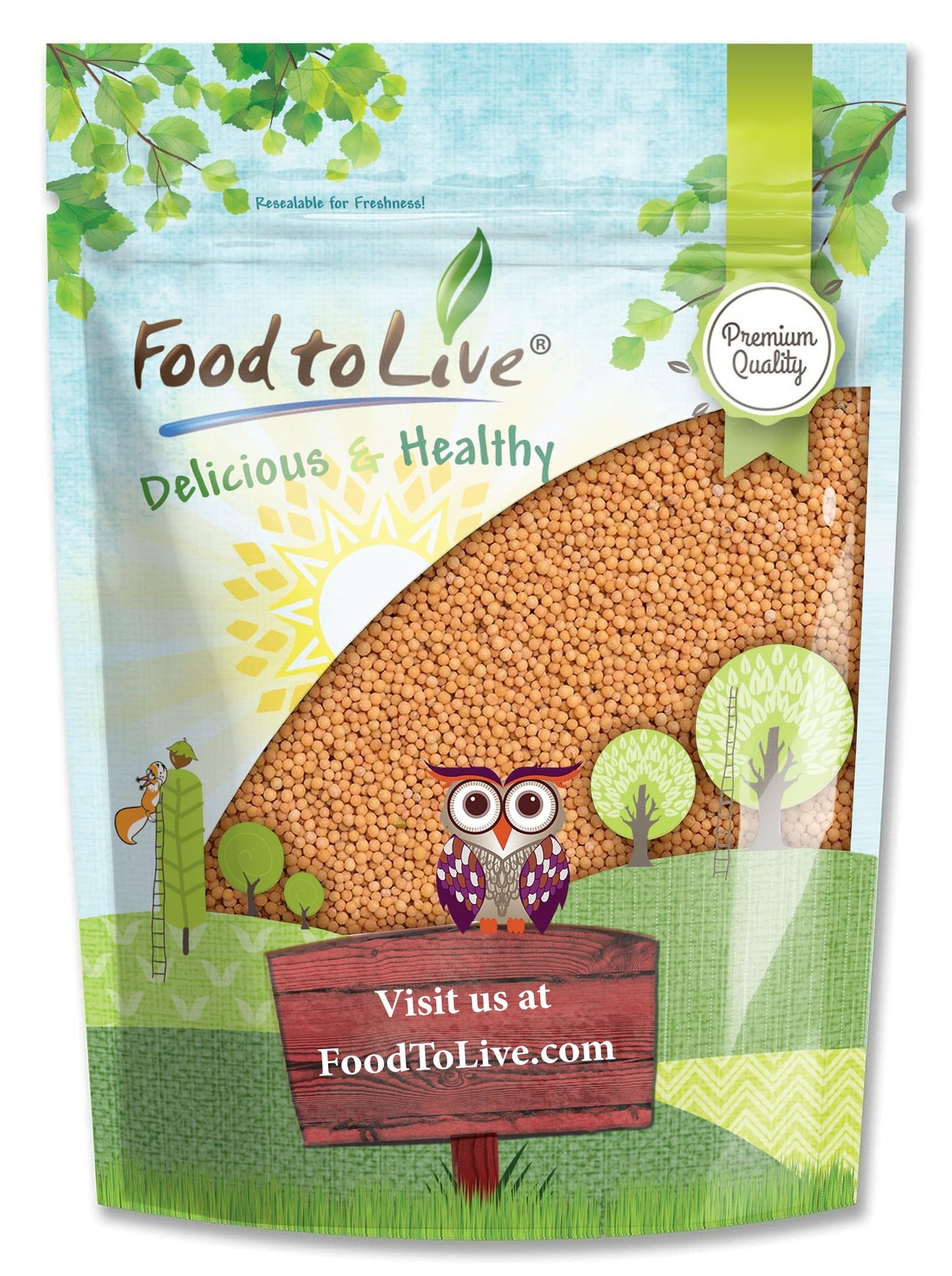 Food to Live - Yellow Mustard Seeds, 1 Pound Whole Spice, Vegan, Kosher, Bulk. Spicy, Pungent Flavor. Rich in Selenium, Fiber. P