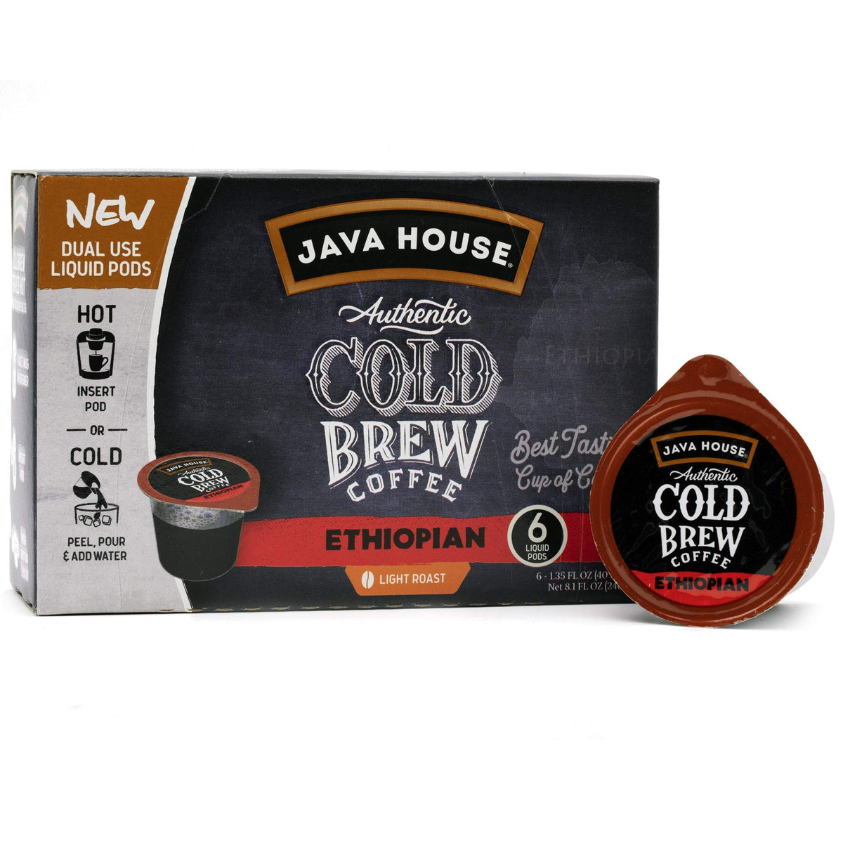 Java House Cold Brew Coffee Concentrate Single Serve Liquid Pods, Ethiopian, 1.35 Fl Oz (Pack Of 6)