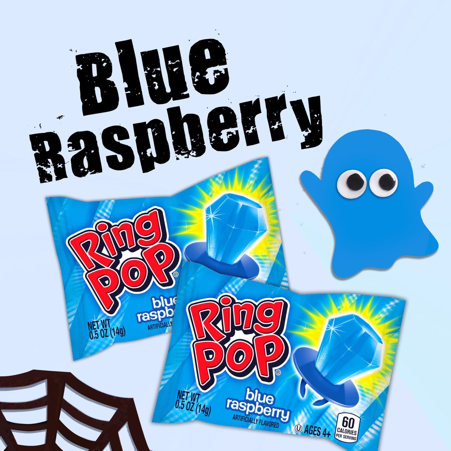 Ring Pop Bulk Lollipop Pack - 70 Count Blue Raspberry Flavored Candy, Individually Wrapped, Great for Parties and Stocking Stuffers