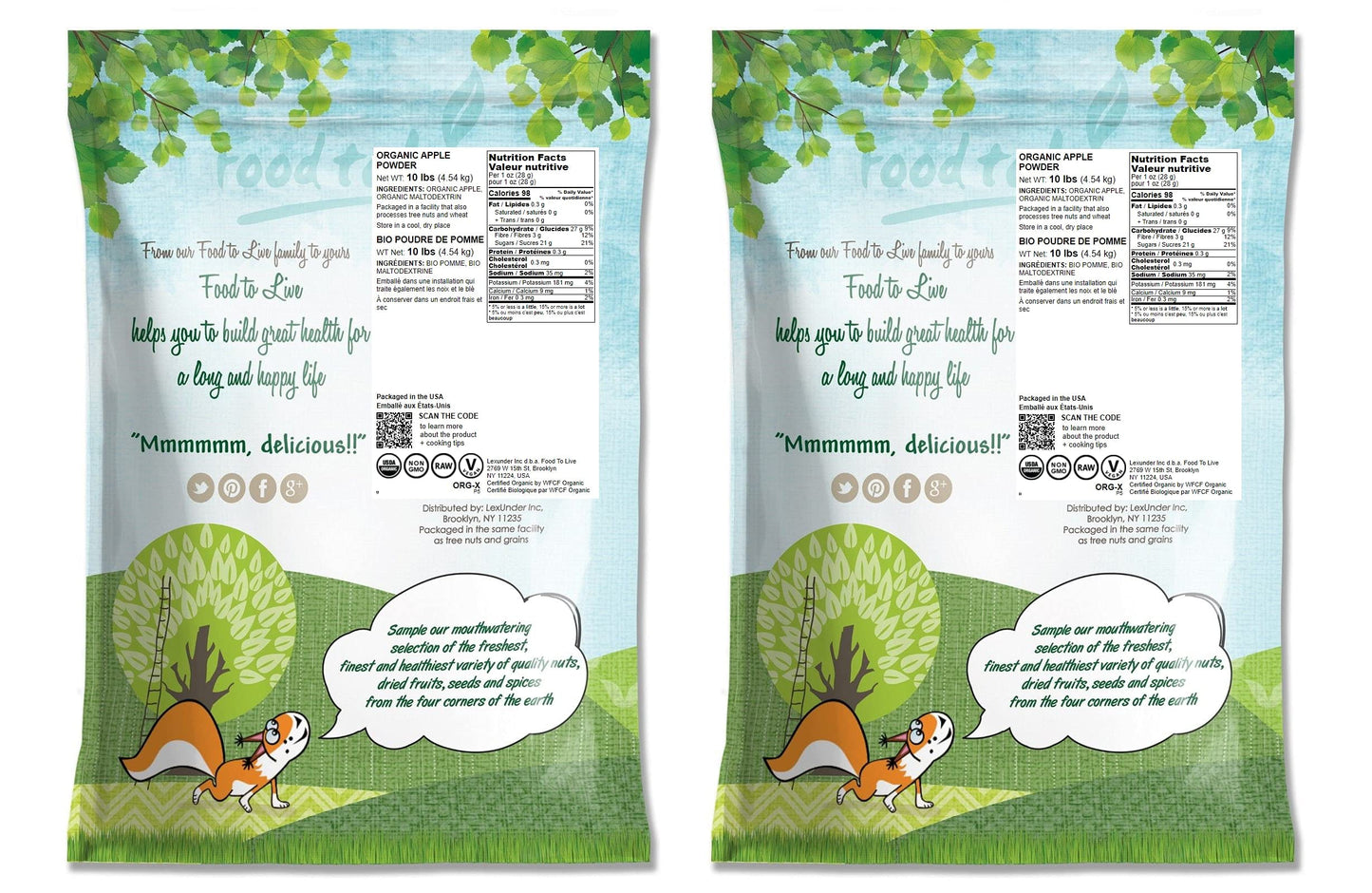 Food To Live Organic Apple Powder, 20 Pounds - Non-Gmo, Unsulfured, Raw, Vegan, Bulk, Great For Juices, Smoothies, Yogurts, And