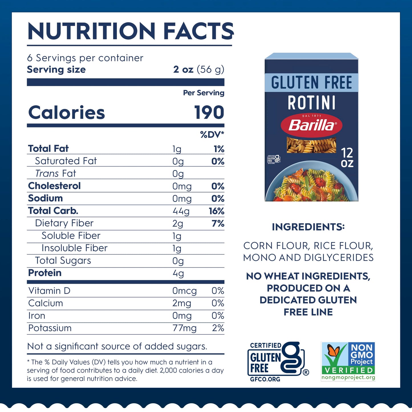 Barilla Gluten Free Rotini Pasta, 12 Ounce (Pack of 8) - Non-GMO Gluten Free Pasta Made with Blend of Corn & Rice - Vegan