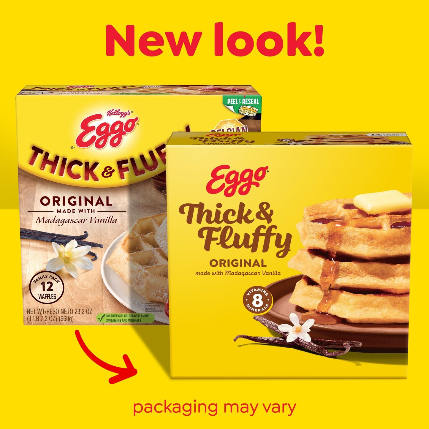 Eggo Thick and Fluffy Frozen Waffles, Frozen Breakfast, Breakfast Food, Family Pack, Original, 23.2oz Box (12 Waffles)