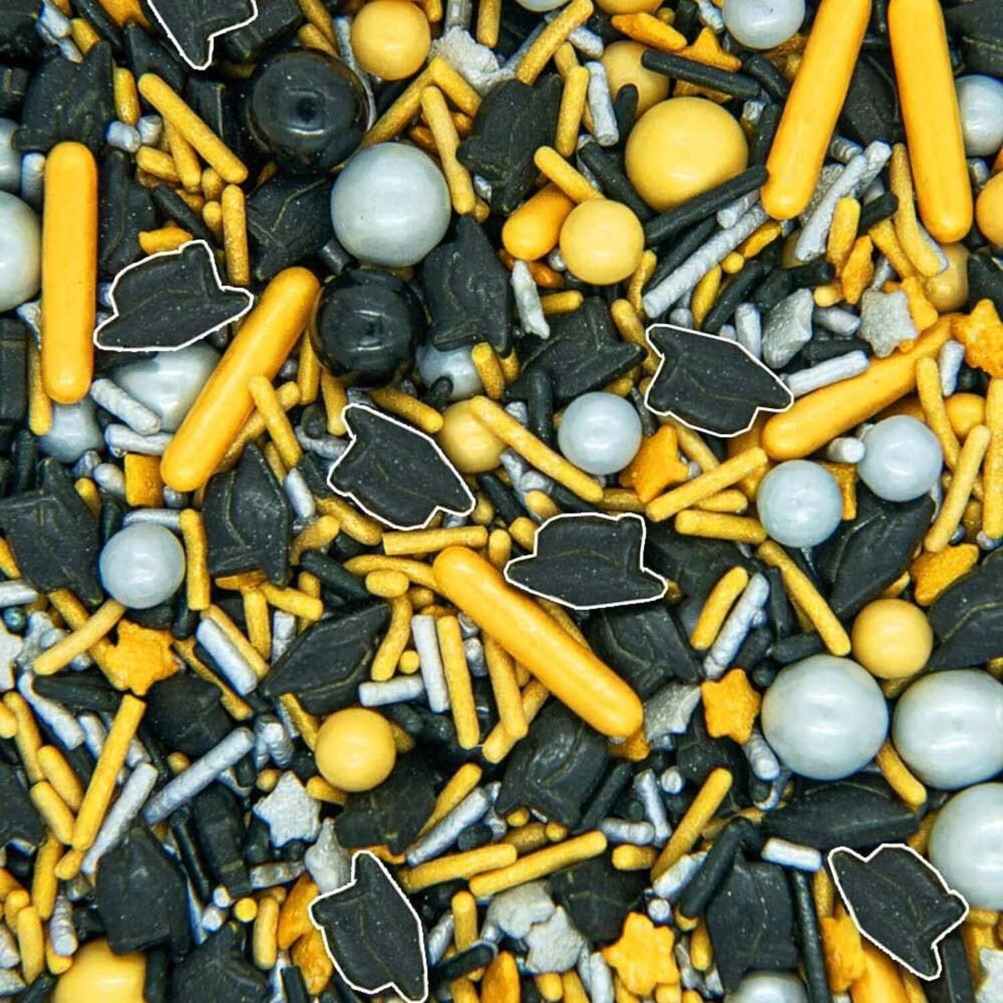Edible School Graduation Sprinkles Decoration For Class Graduations  Hat Sprinkles For Ice Cream Cake Decorating Cupcake Confetti Cookies Donut Fancy Gold Silver Black Jimmies Quins Pearl Sprinkles
